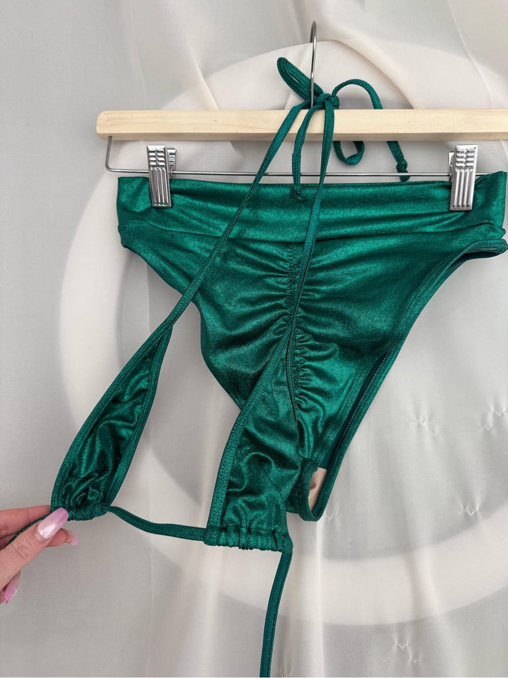 Emerald Metallic Monokini 2-Piece Swimsuit Set | Cutout High Cut Bikini 👙